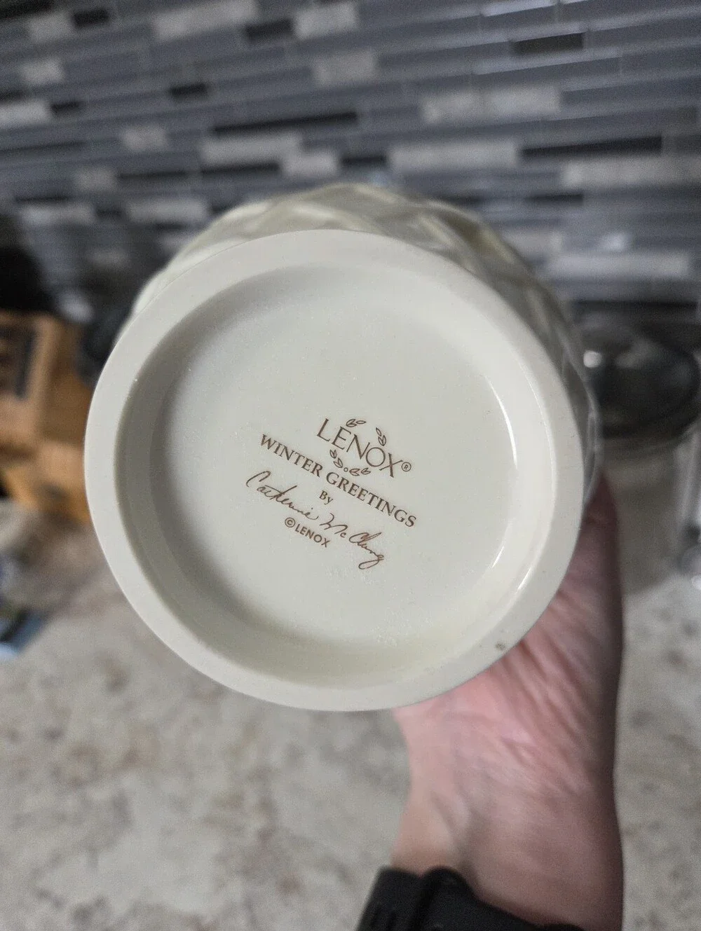 Lenox Tea light Wax Warmer Winter Greetings/Christmas Porcelain Excellent Cond.